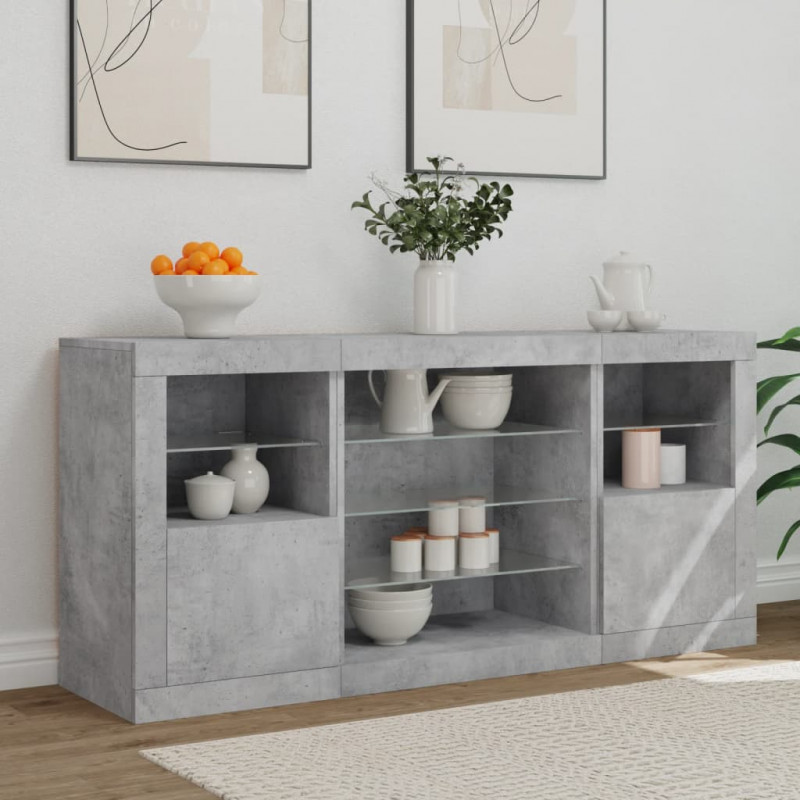 Szafka z oświetleniem LED, szarość betonu, 142,5x37x67 cm