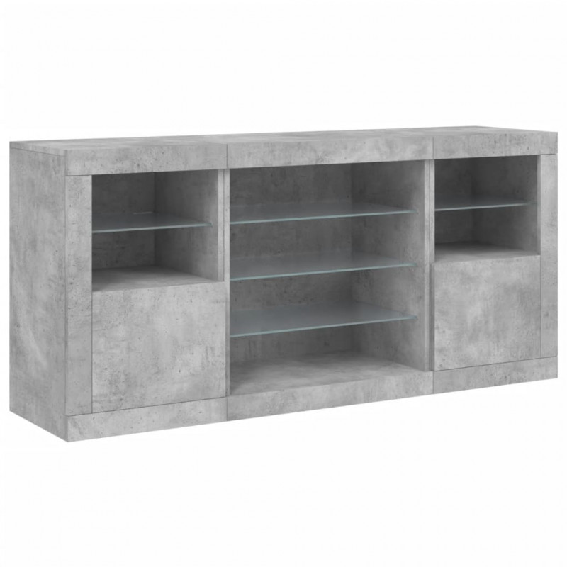 Szafka z oświetleniem LED, szarość betonu, 142,5x37x67 cm