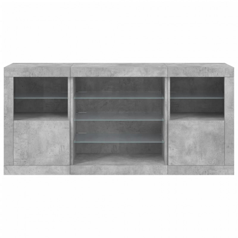Szafka z oświetleniem LED, szarość betonu, 142,5x37x67 cm