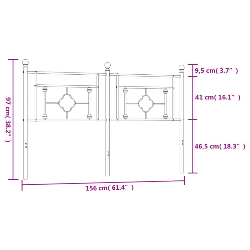 Metalowe wezgłowie, białe, 150 cm