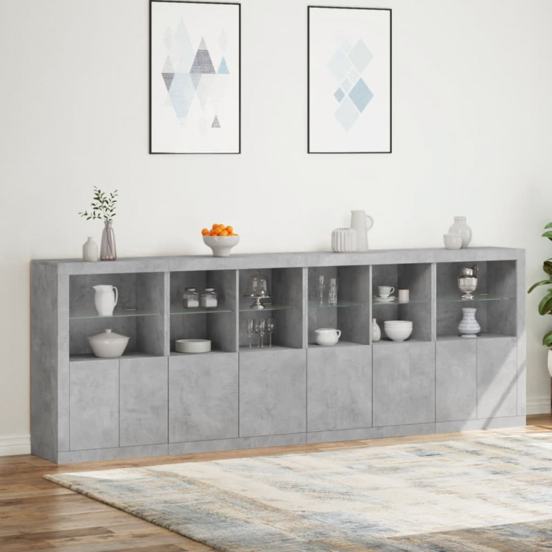 Szafka z oświetleniem LED, szarość betonu, 283x37x100 cm