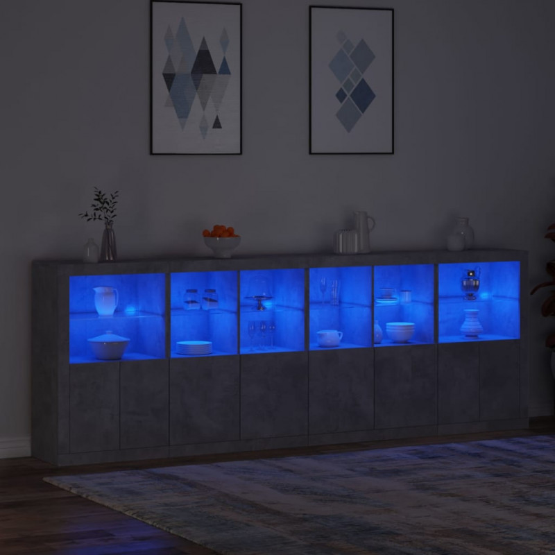 Szafka z oświetleniem LED, szarość betonu, 283x37x100 cm