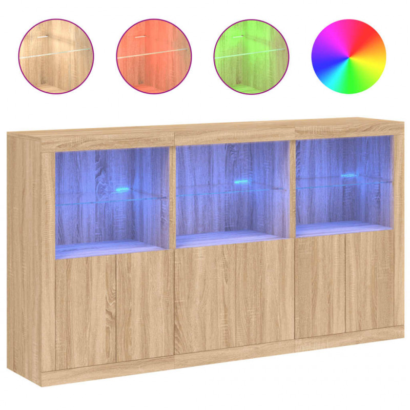 Szafka z oświetleniem LED, dąb sonoma, 181,5x37x100 cm