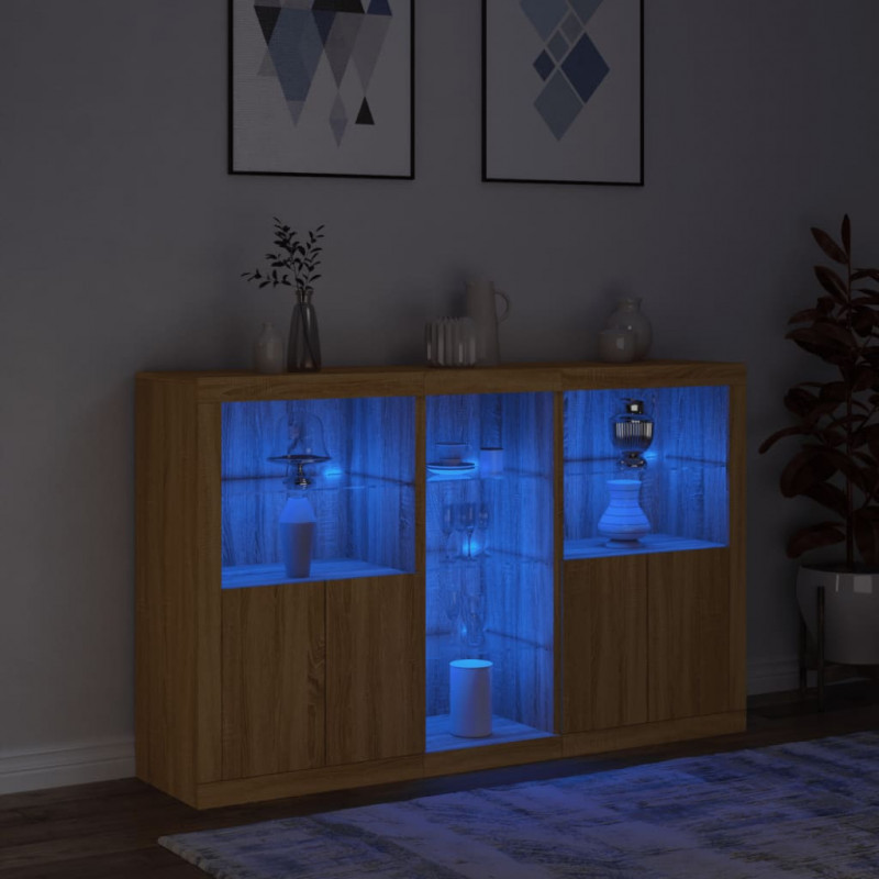 Szafka z oświetleniem LED, dąb sonoma, 162x37x100 cm