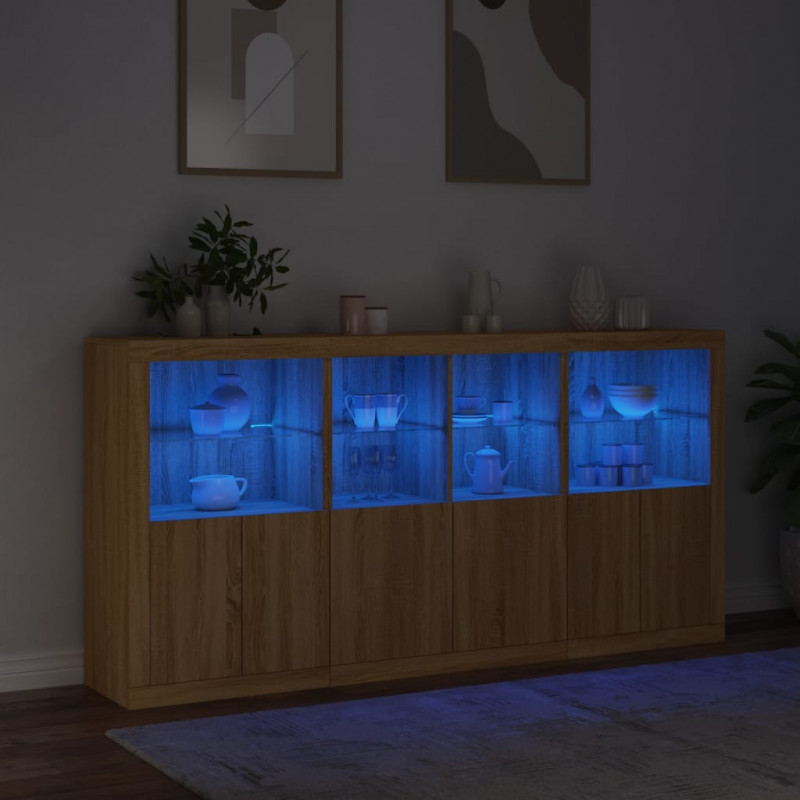 Szafka z oświetleniem LED, dąb sonoma, 202x37x100 cm