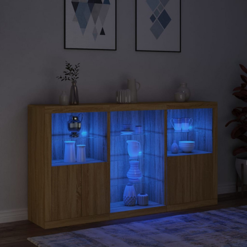Szafka z oświetleniem LED, dąb sonoma, 181,5x37x100 cm
