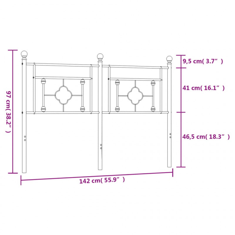 Metalowe wezgłowie, białe, 135 cm