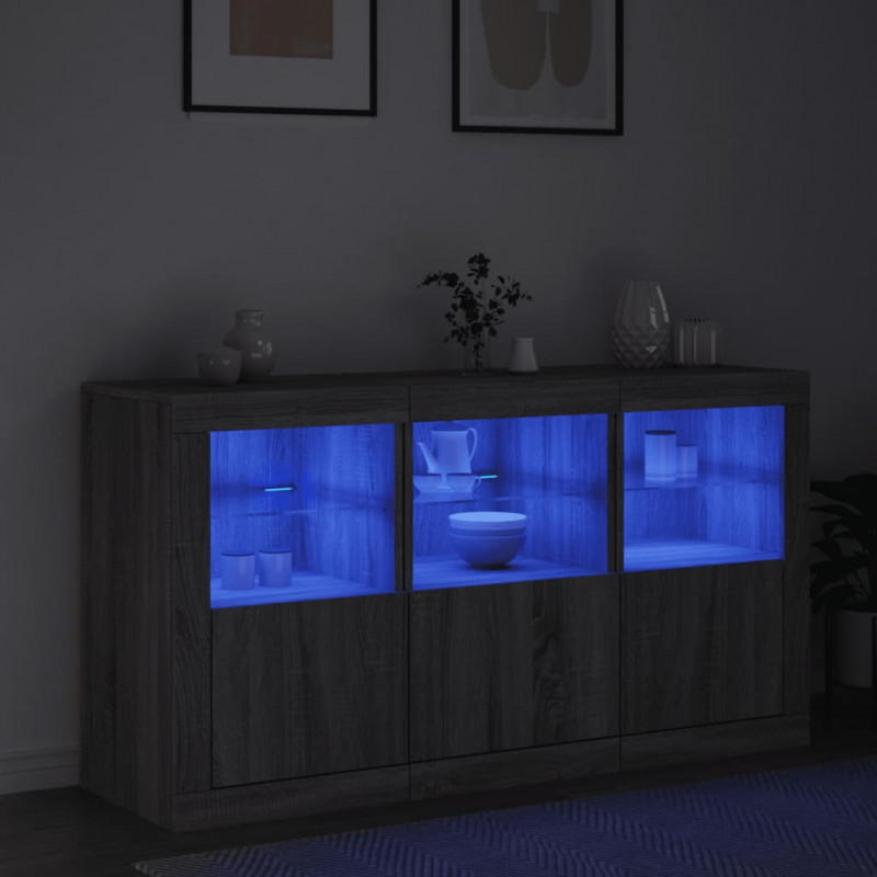Szafka z oświetleniem LED, szary dąb sonoma, 123x37x67 cm