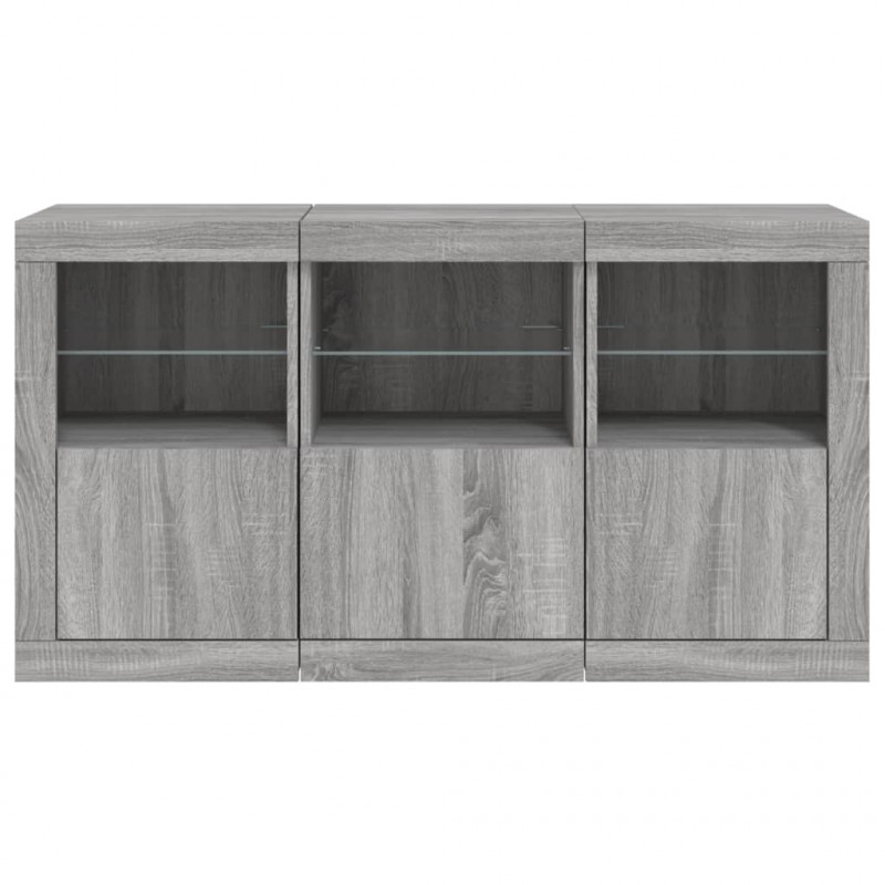 Szafka z oświetleniem LED, szary dąb sonoma, 123x37x67 cm