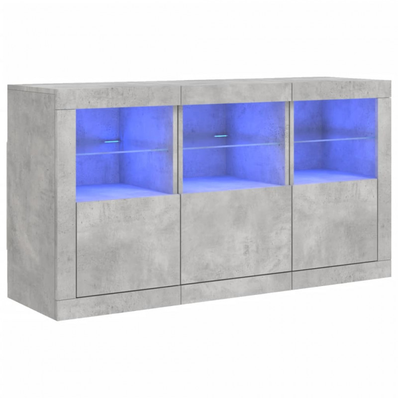 Szafka z oświetleniem LED, szarość betonu, 123x37x67 cm