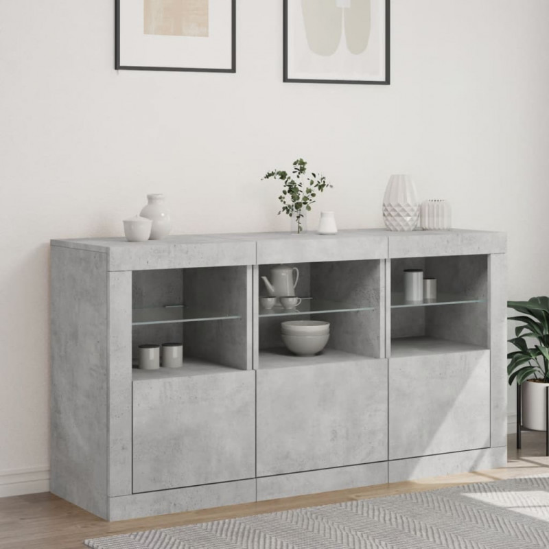 Szafka z oświetleniem LED, szarość betonu, 123x37x67 cm