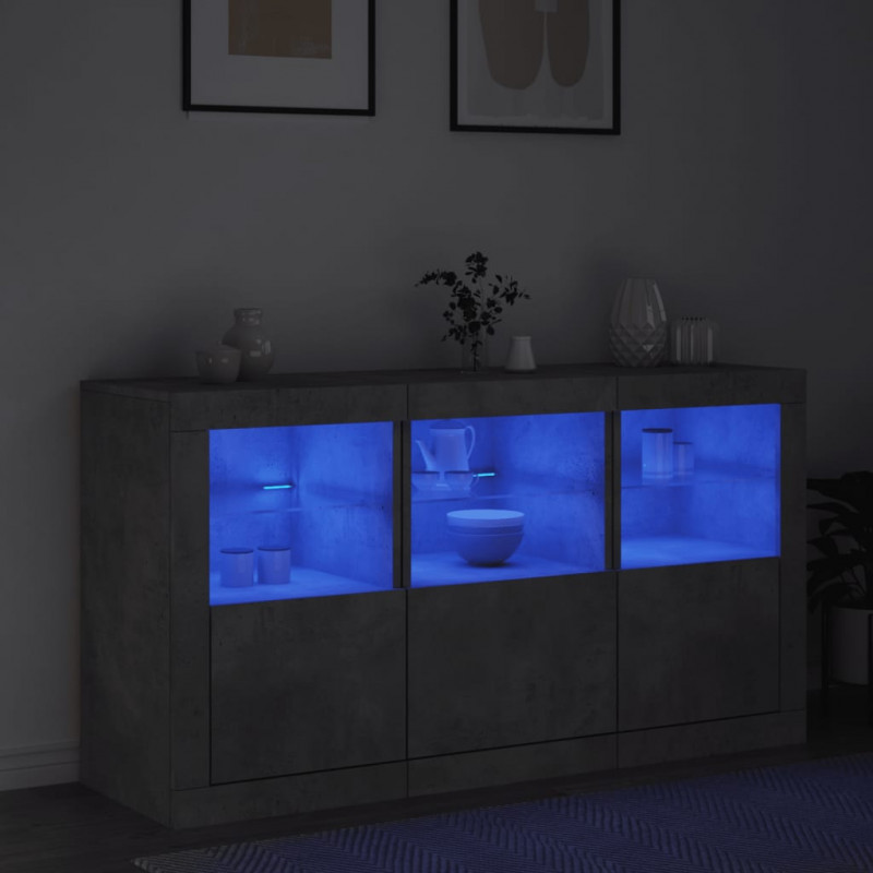 Szafka z oświetleniem LED, szarość betonu, 123x37x67 cm