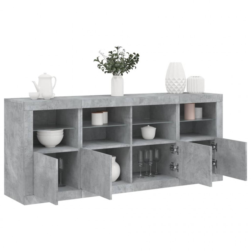 Szafka z oświetleniem LED, szarość betonu, 163x37x67 cm