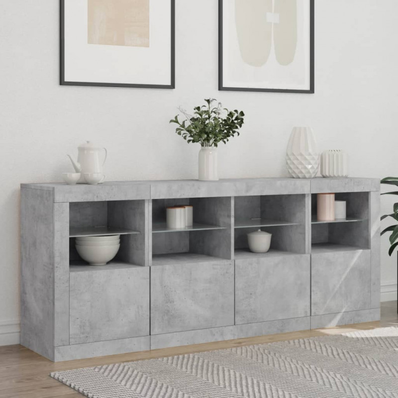 Szafka z oświetleniem LED, szarość betonu, 163x37x67 cm