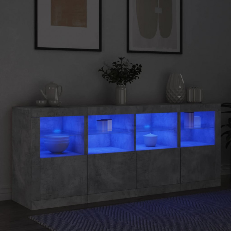 Szafka z oświetleniem LED, szarość betonu, 163x37x67 cm