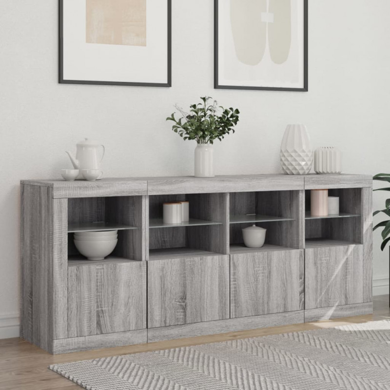 Szafka z oświetleniem LED, szary dąb sonoma, 163x37x67 cm