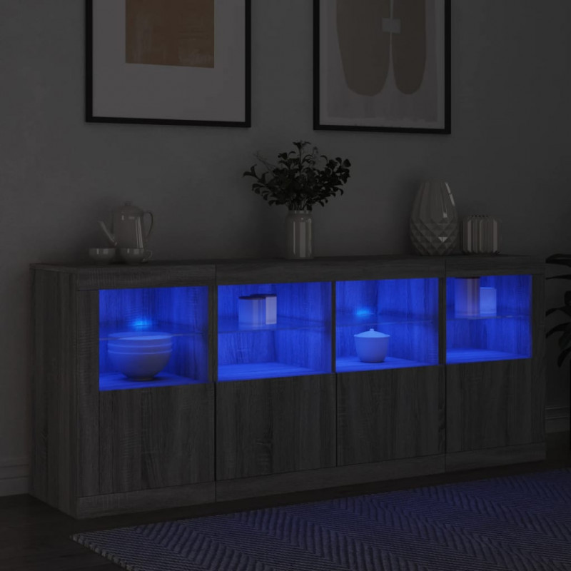 Szafka z oświetleniem LED, szary dąb sonoma, 163x37x67 cm