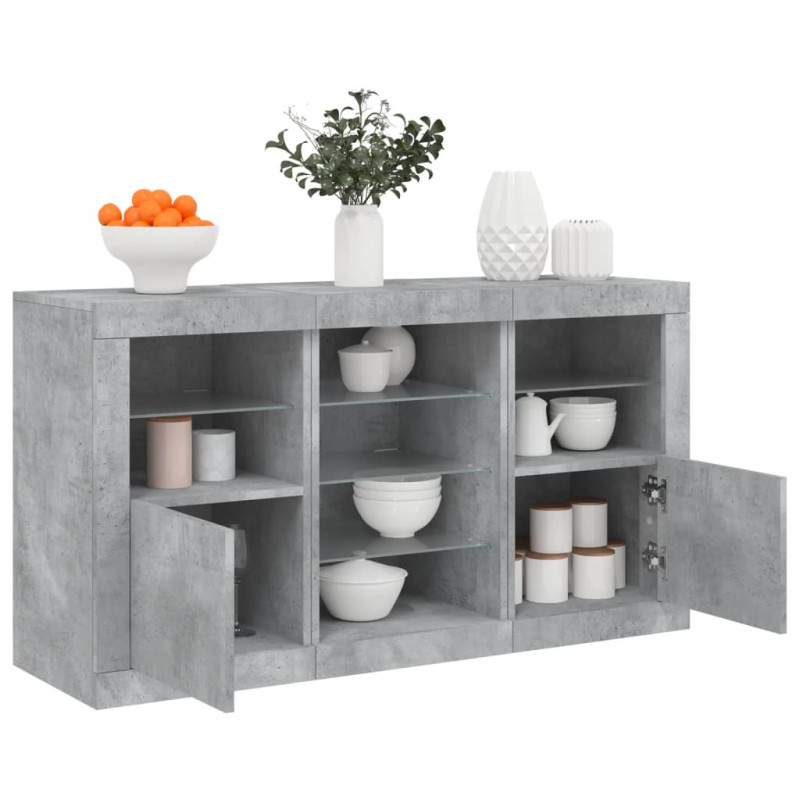 Szafka z oświetleniem LED, szarość betonu, 123x37x67 cm
