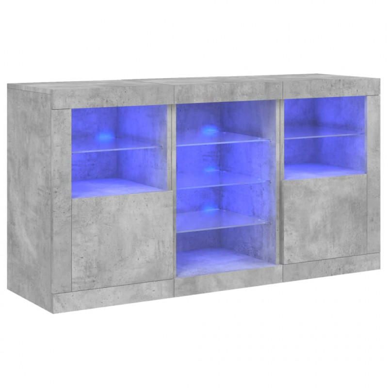 Szafka z oświetleniem LED, szarość betonu, 123x37x67 cm
