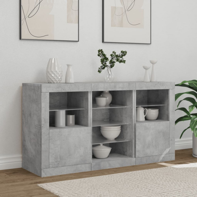 Szafka z oświetleniem LED, szarość betonu, 123x37x67 cm