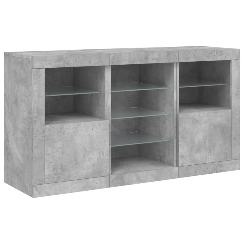 Szafka z oświetleniem LED, szarość betonu, 123x37x67 cm
