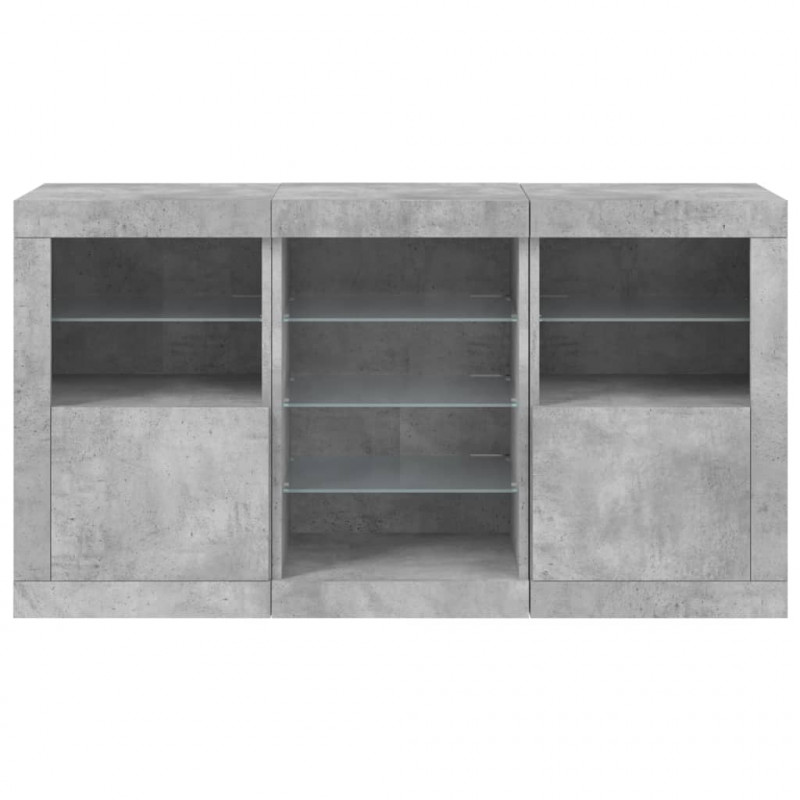 Szafka z oświetleniem LED, szarość betonu, 123x37x67 cm