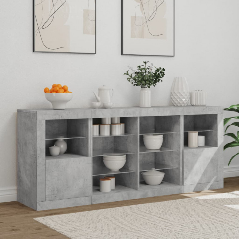 Szafka z oświetleniem LED, szarość betonu, 163x37x67 cm