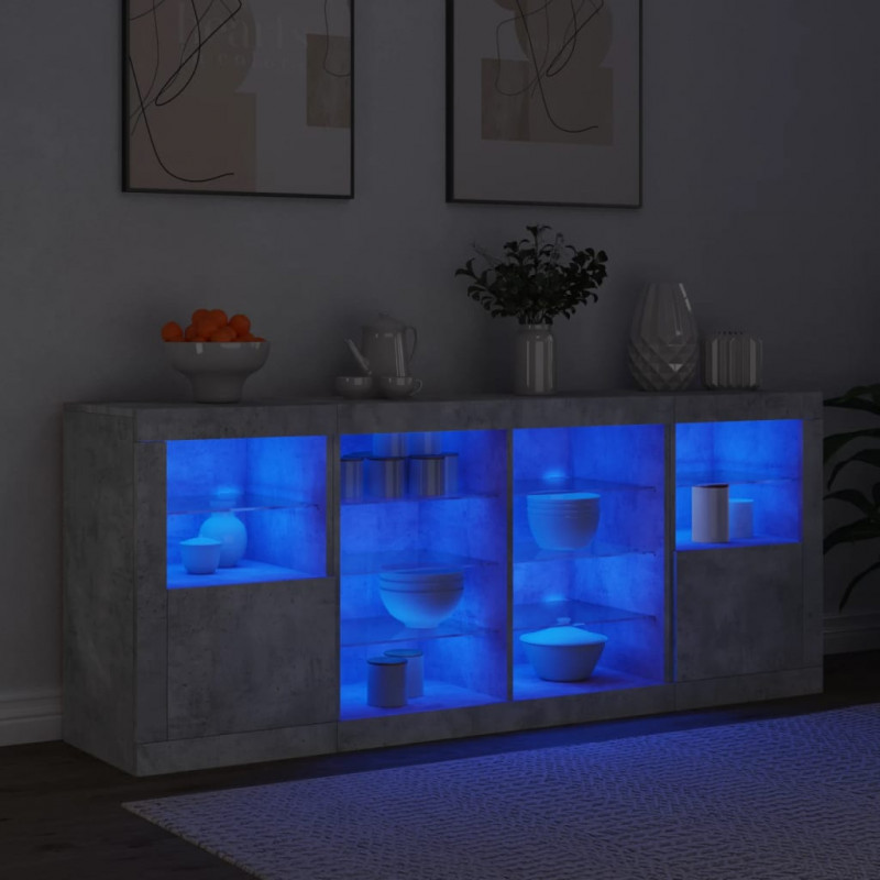 Szafka z oświetleniem LED, szarość betonu, 163x37x67 cm