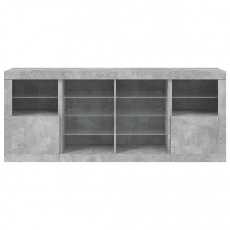 Szafka z oświetleniem LED, szarość betonu, 163x37x67 cm