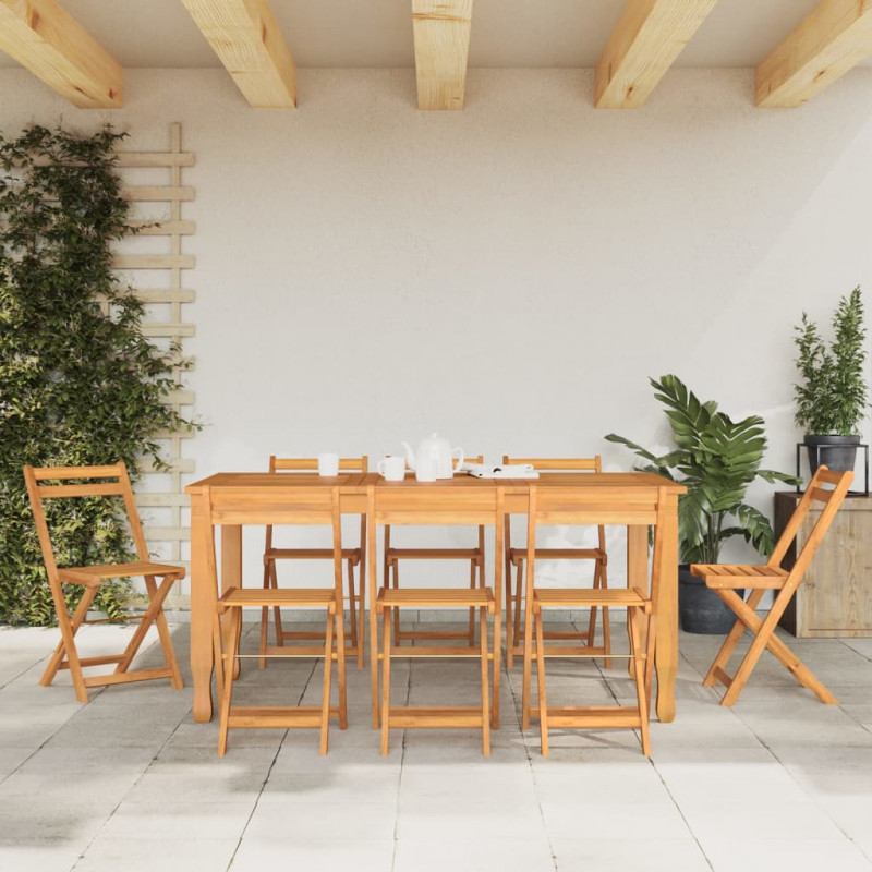 Składane krzesła bistro, 8 szt., lite drewno akacjowe