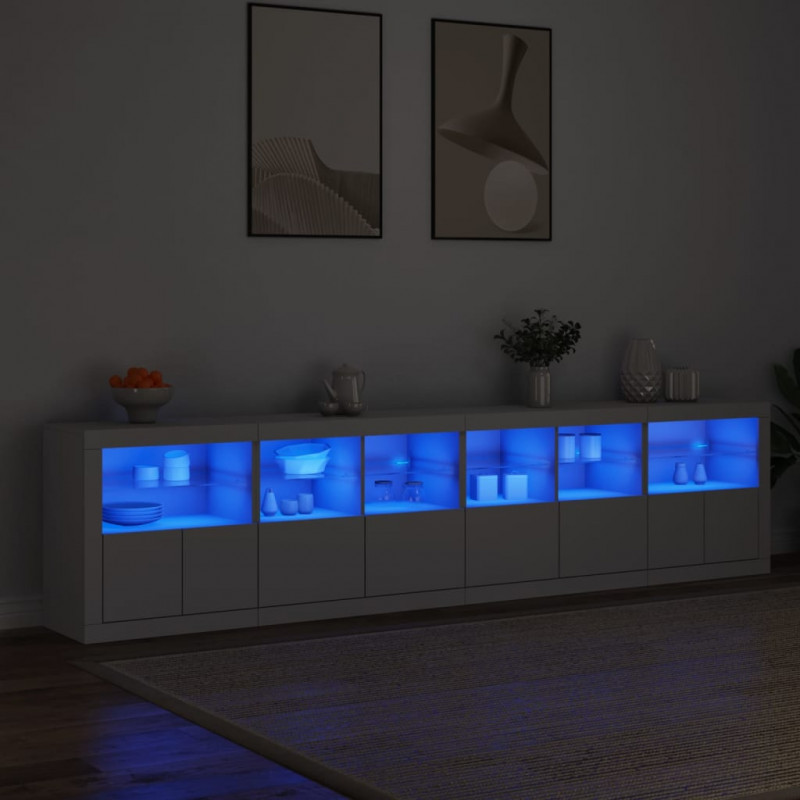 Szafka z oświetleniem LED, biała, 283x37x67 cm