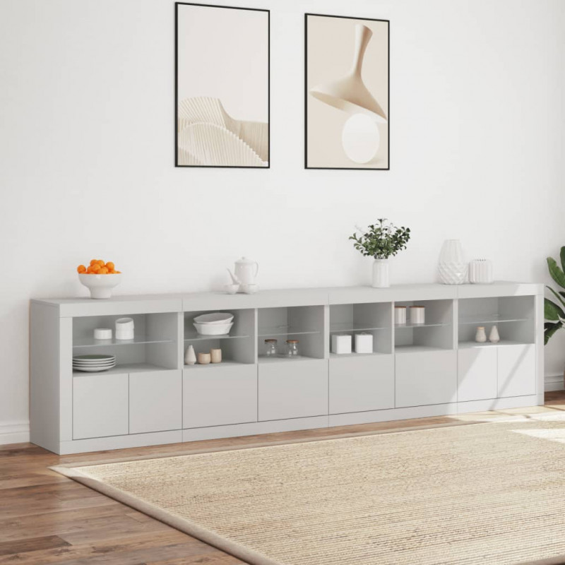 Szafka z oświetleniem LED, biała, 283x37x67 cm