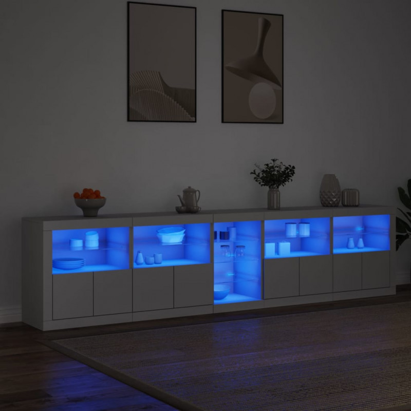 Szafka z oświetleniem LED, biała, 283x37x67 cm