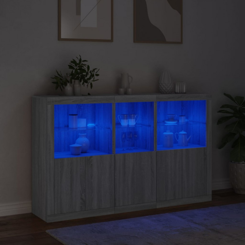 Szafka z oświetleniem LED, szary dąb sonoma, 162x37x100 cm