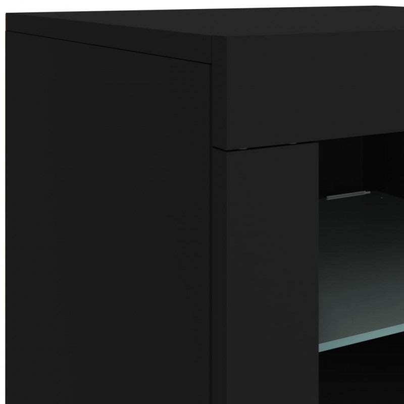 Szafka z oświetleniem LED, czarna, 123x37x67 cm