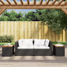 Stoliki ogrodowe, 2 szt, czarne, 55x34x37cm, rattan PE i drewno
