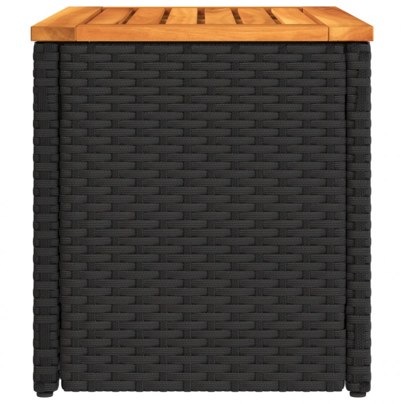 Stoliki ogrodowe, 2 szt, czarne, 55x34x37cm, rattan PE i drewno