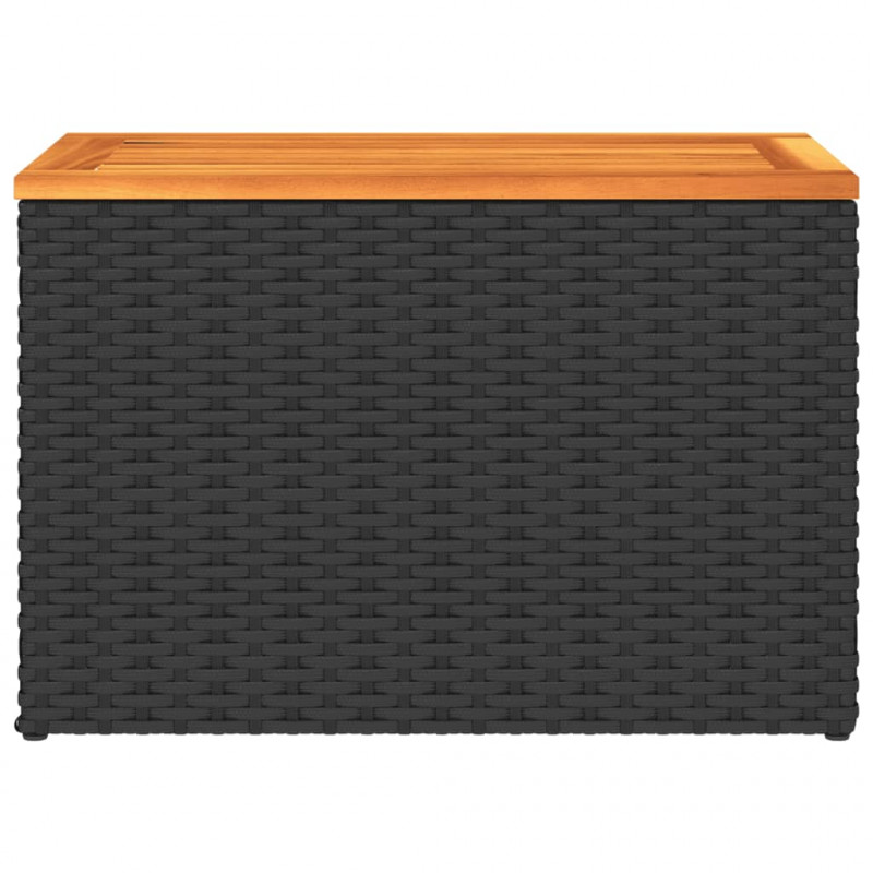 Stoliki ogrodowe, 2 szt, czarne, 55x34x37cm, rattan PE i drewno