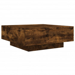 Stolik kawowy z LED, przydymiony dąb, 80x80x31 cm
