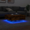 Stolik kawowy z LED, przydymiony dąb, 80x80x31 cm