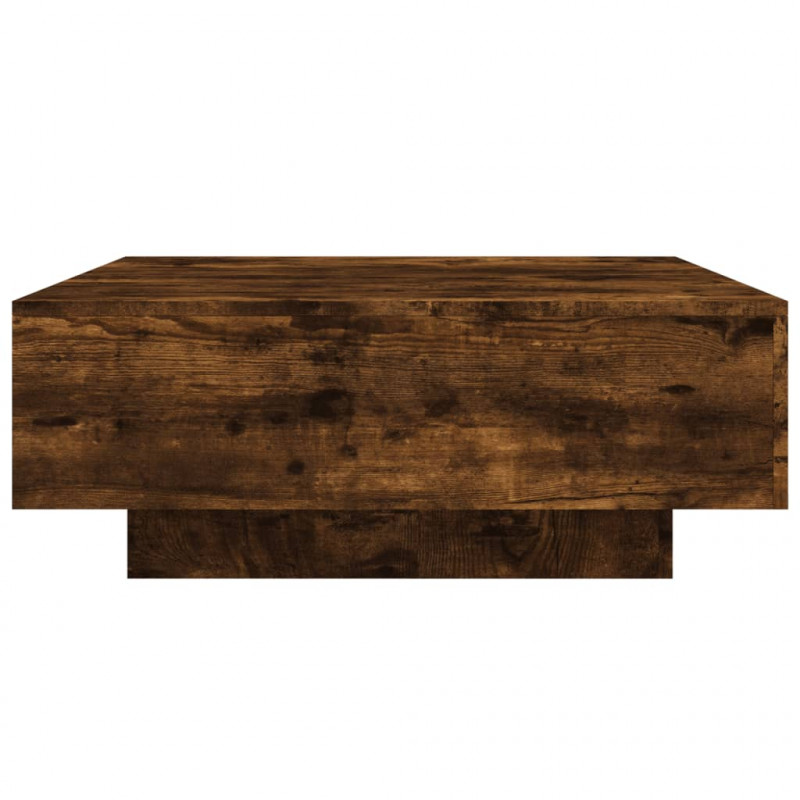Stolik kawowy z LED, przydymiony dąb, 80x80x31 cm