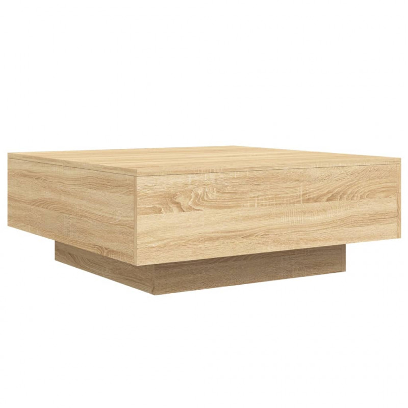 Stolik kawowy z podświetleniem LED, dąb sonoma, 80x80x31 cm
