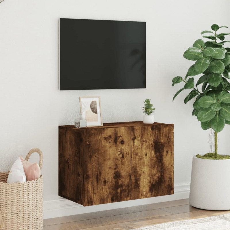 Ścienna szafka TV, przydymiony dąb, 60x30x41 cm