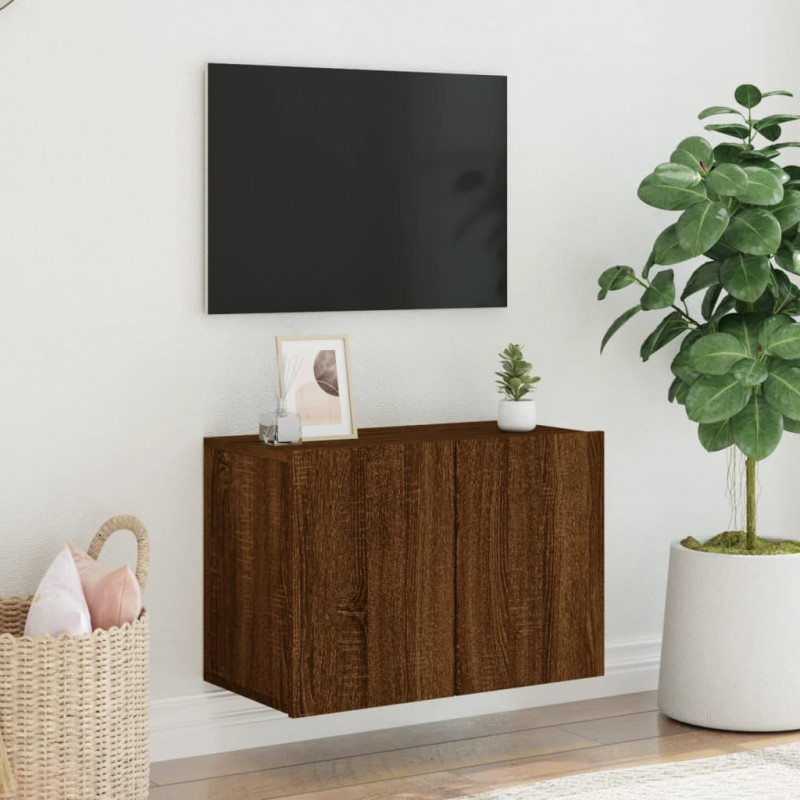 Ścienna szafka TV, brązowy dąb, 60x30x41 cm