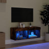 Szafka TV z oświetleniem LED, przydymiony dąb, 80x30x30 cm