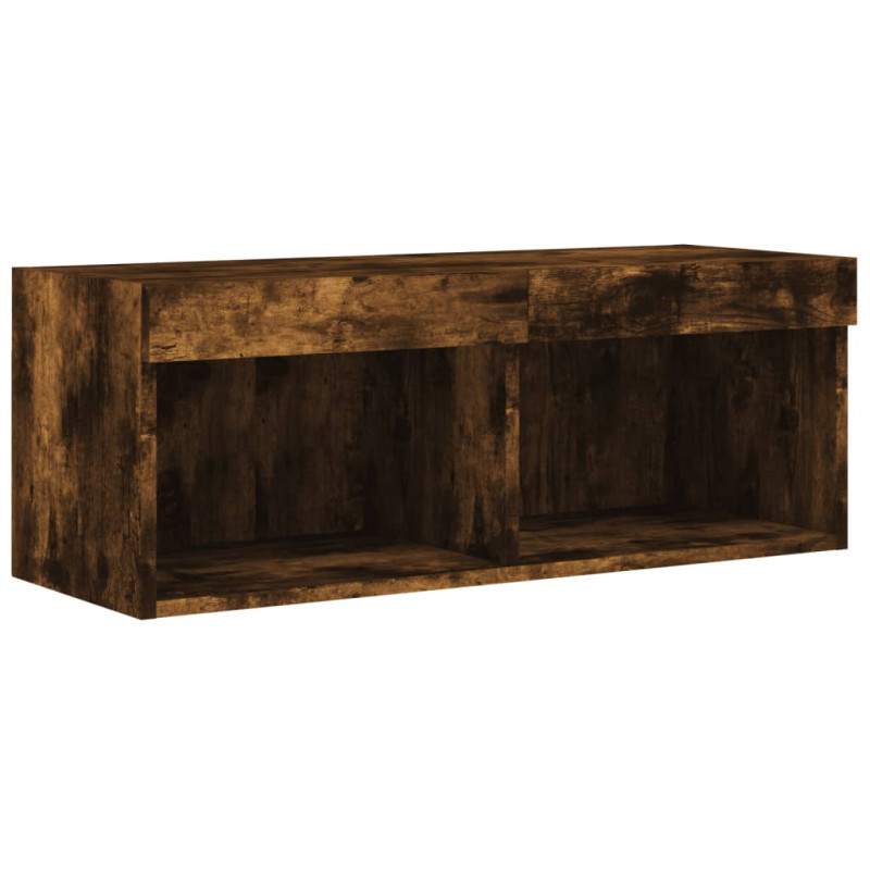 Szafka TV z oświetleniem LED, przydymiony dąb, 80x30x30 cm