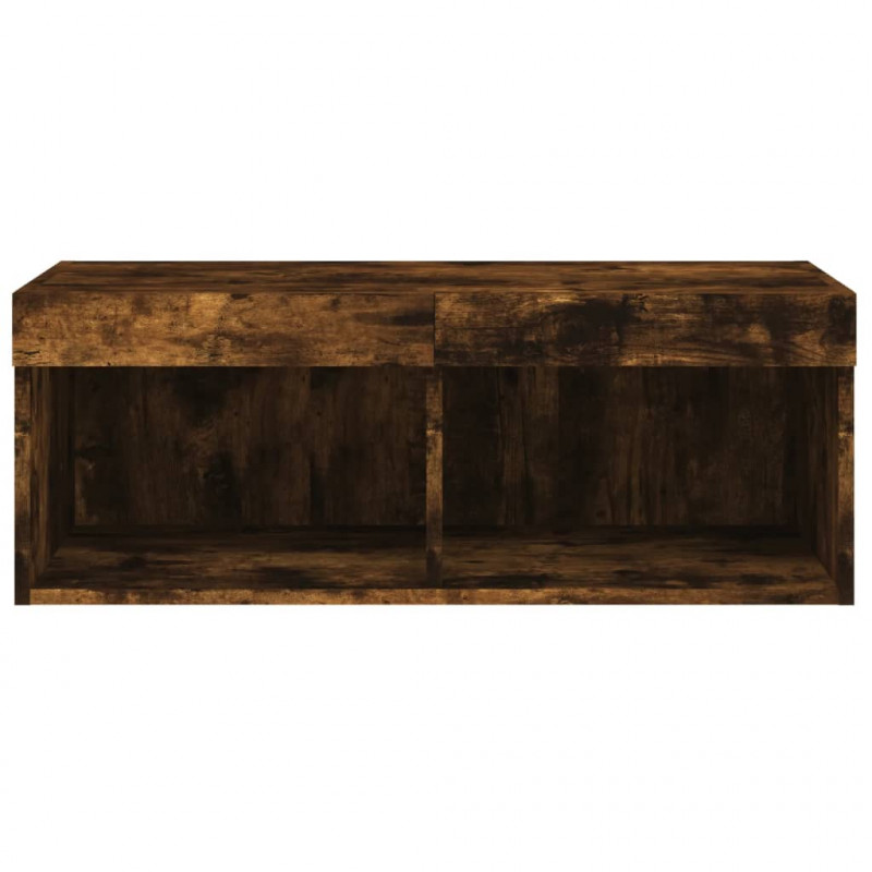 Szafka TV z oświetleniem LED, przydymiony dąb, 80x30x30 cm