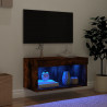 Szafka pod TV, z LED, kolor przydymiony dąb, 60x30x30 cm