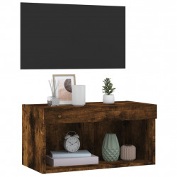 Szafka pod TV, z LED, kolor przydymiony dąb, 60x30x30 cm