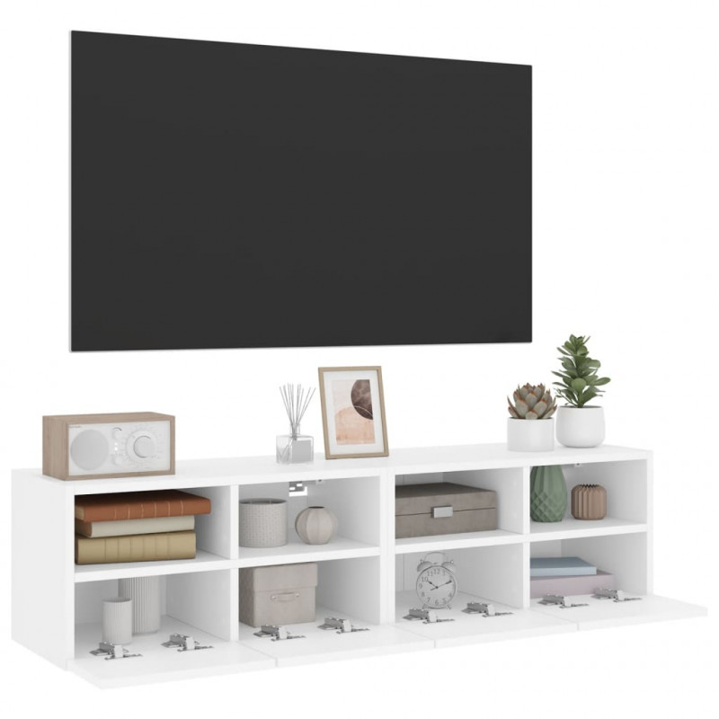 Ścienne szafki TV, 2 szt., białe, 60x30x30 cm